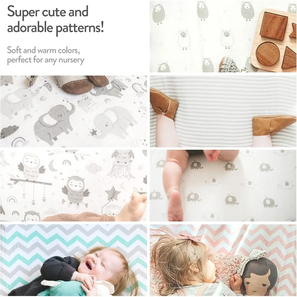 Joey + Joan 2 Pack Bassinet Fitted Sheets 19x32 Grey Polka Dot Chevron Cotton